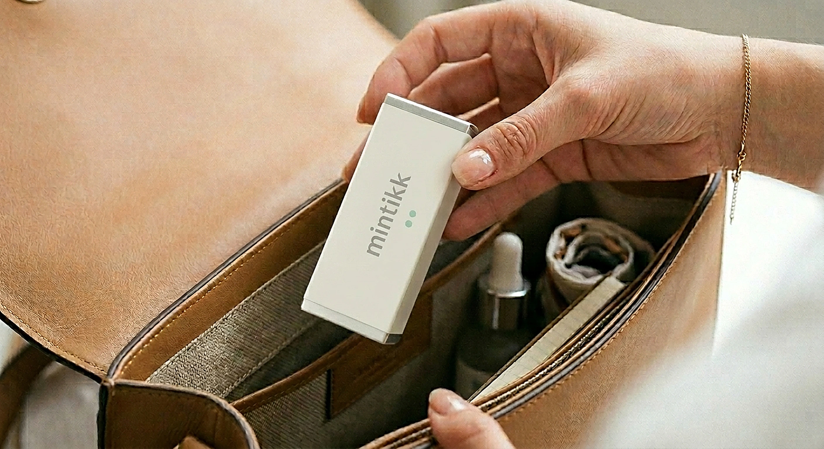 mintikk box lifted from a leather handbag